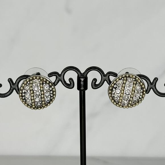 Chico's Rhinestone Studded Stud Earrings Pierced Pair - Picture 1 of 9